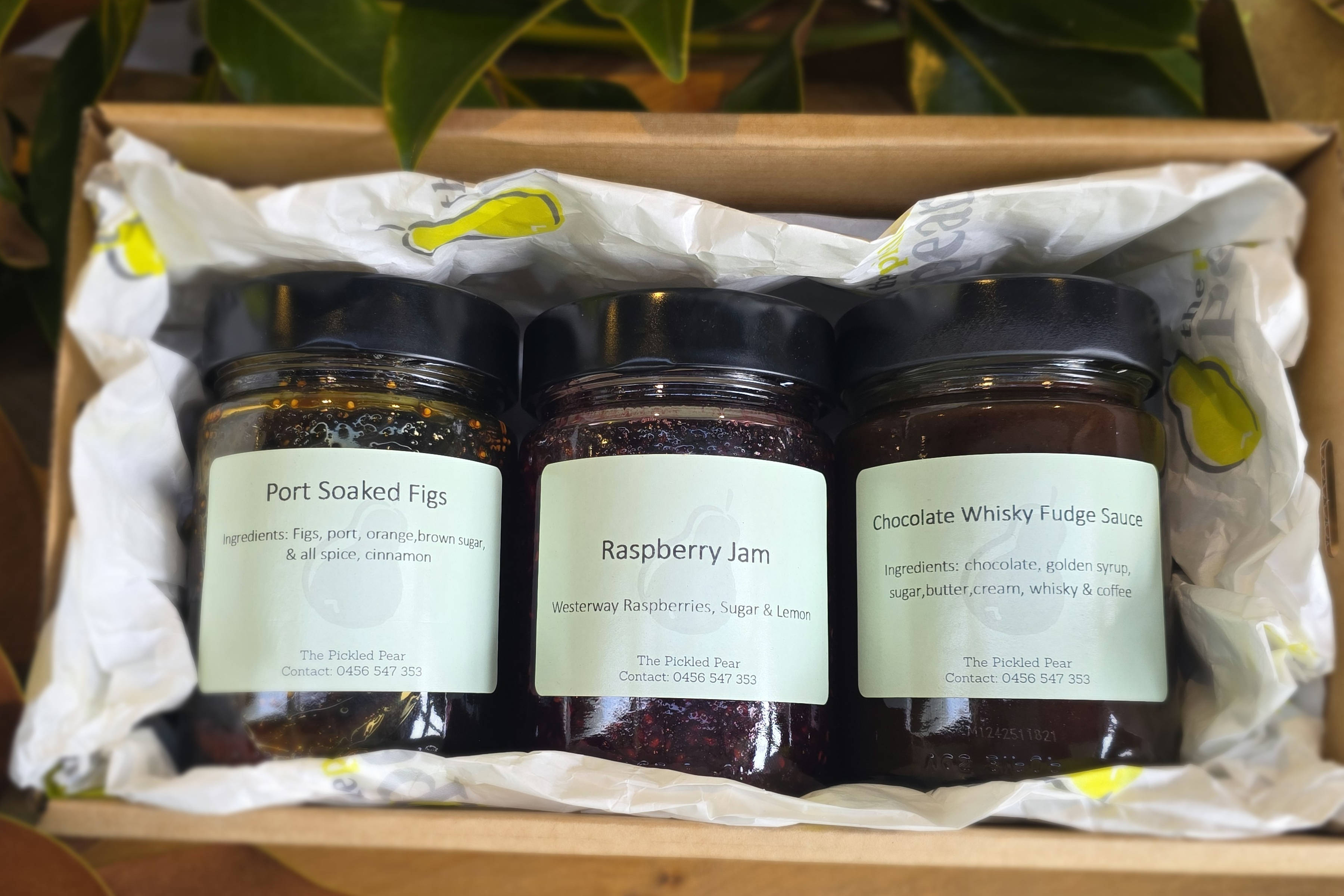 Port soaked figs, raspberry jam, chocolate whisky sauce. Credit: Pickled Pear.
